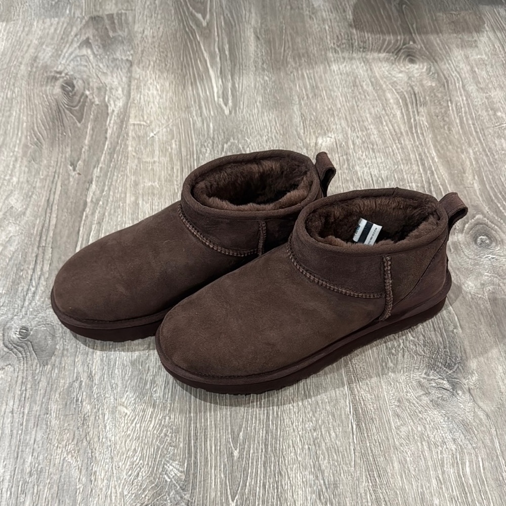 UGG Brown Ankle Boots Cozy Slip-On